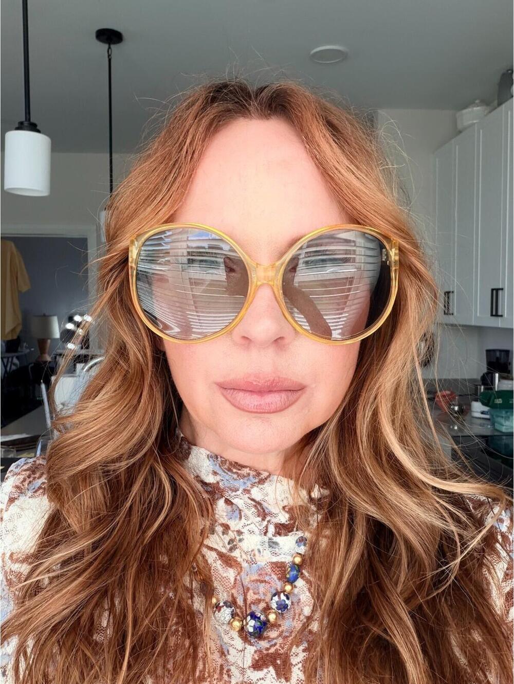 Vintage Sterling Opti France Oversized Round Sunglasses Translucent Yellow Mod R